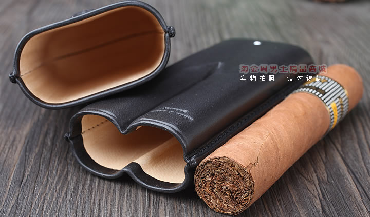 淘金周 正品英国登喜路DUNHILL雪 茄保湿皮套2支装PA3012A-2