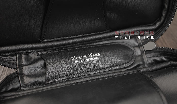 【淘金周】原装德国Martin Wess手工牛皮烟斗包 两斗包CP9-2黑色-4