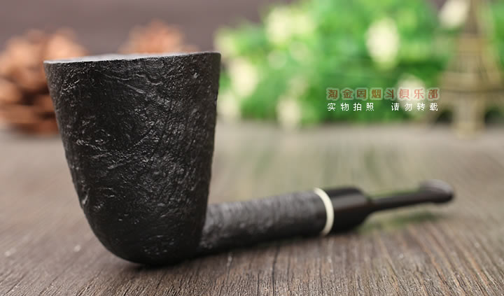 意大利 Vitale维塔莱石楠木烟斗 黑色喷砂02-1