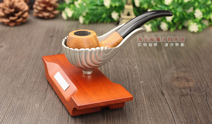 LARSEN烟斗座 实木底座单斗架 24K金电镀-1